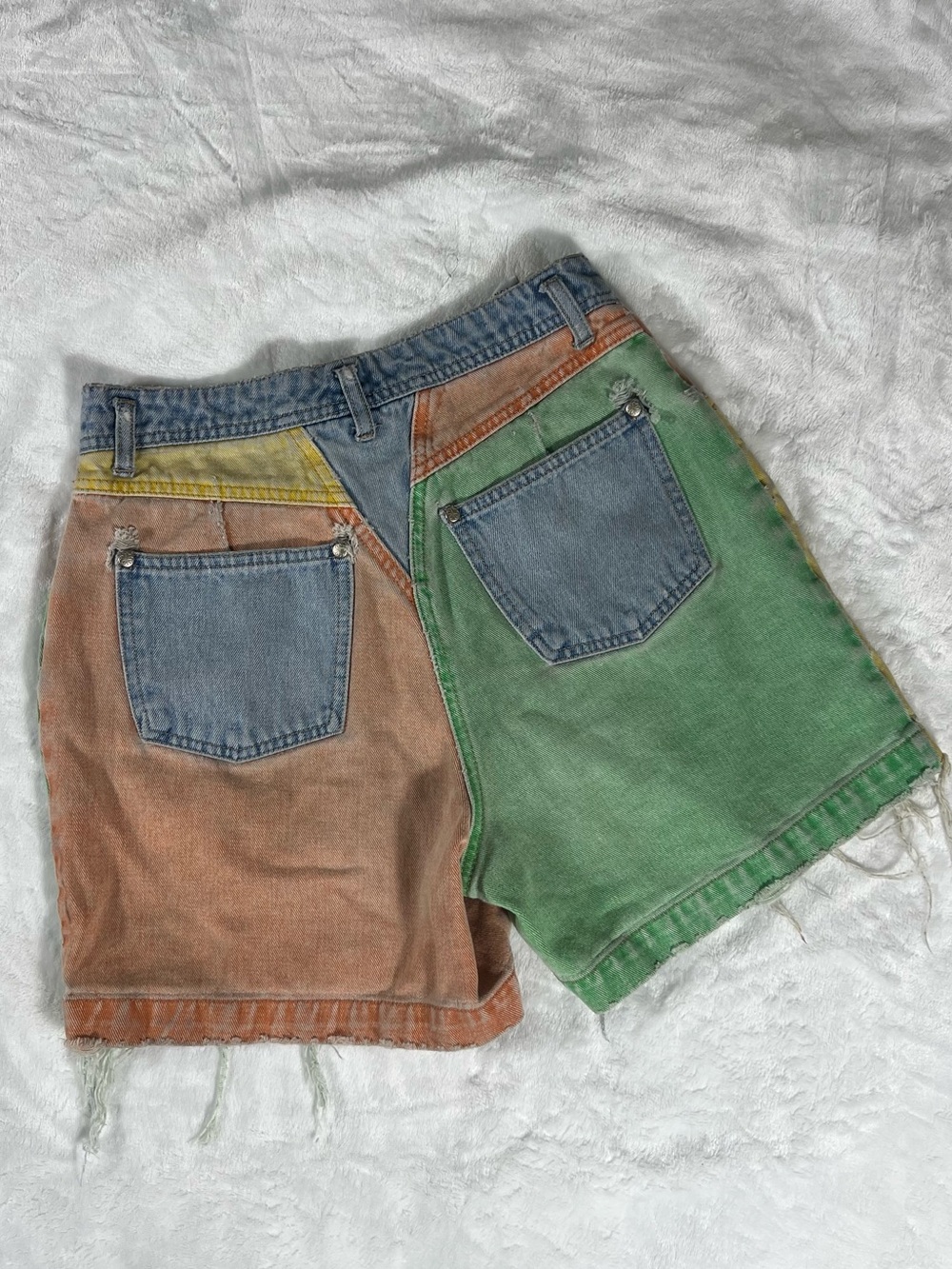 Vintage Nuovo County Seat Patchwork Denim Cutoff Shorts - Picture 13 of 13
